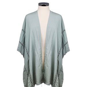 Seafoam Green Inset Lace Kimono